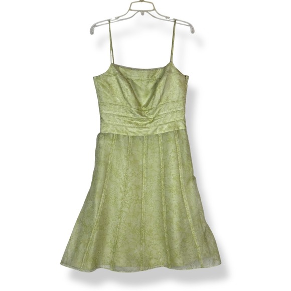 Ann Taylor Silk Dress Womens Size 8 Green Forest Fairy Coquette Y2K 2000s Pastel - Picture 2 of 15